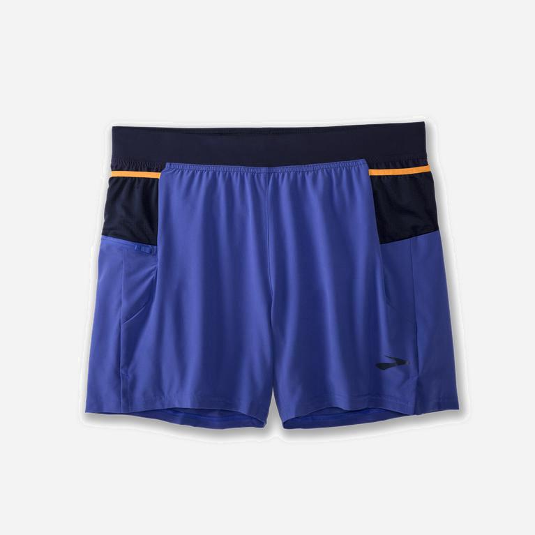 Brooks Sherpa 5 2-In-1 Löparshorts Herr 287049-VJP Blå/Marinblå/Orange
